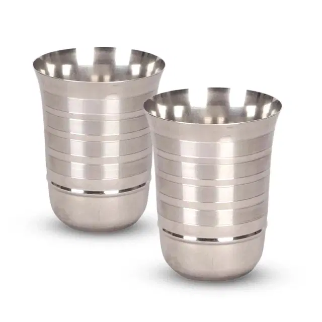 NIVIS Stainless Steel Flower Tumbler, 300 ml each, pack of 2