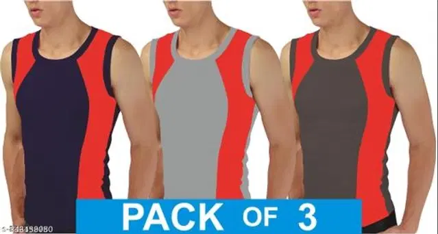 Cotton Vests for Men, Pack of 3 (Multicolor, M)