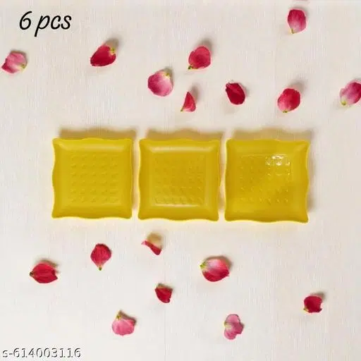 Plastic Plates for Kitchen, Yellow, Pack of 6