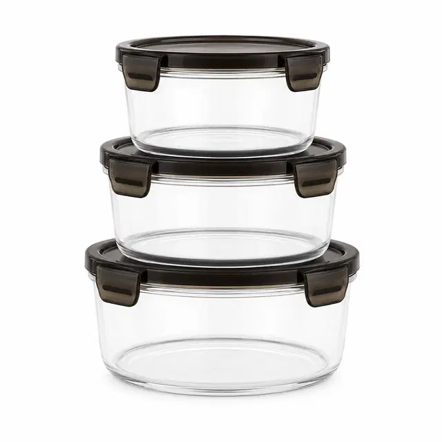 Round 3 Pcs Food Storage Container [800ml,1600ml,2400ml, Assorted]