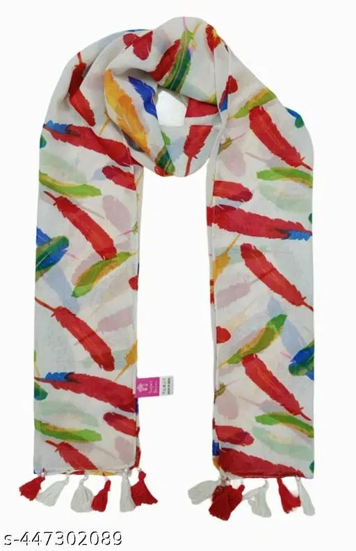 Chiffon Printed Scarve for Women (Multicolor, 1.75 m)