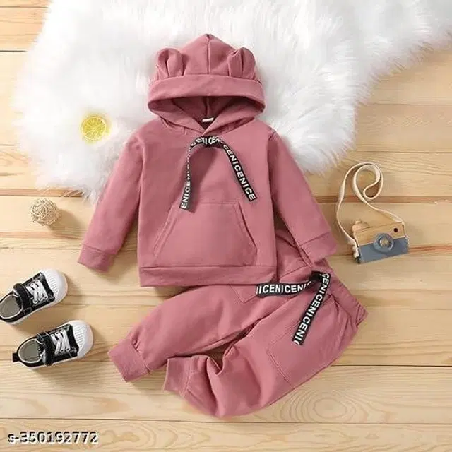 Woolen Solid Clothing Sets for Boys & Girls (Pink, 2-3 Years)