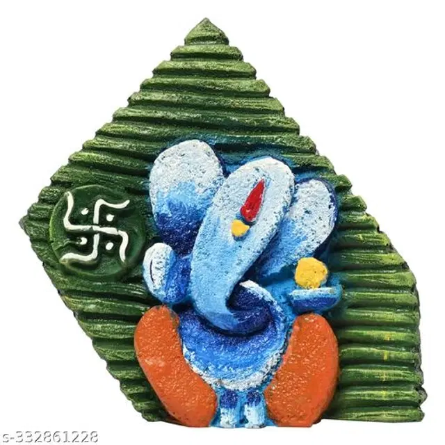 Poly Resin Lord Ganesha Showpiece for Home & Office, Green & Blue