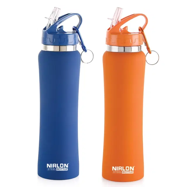 Nirlon Stainless Steel Sipper Water Bottle, Multicolor, 750 ml, Pack of 2