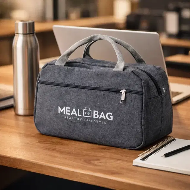 Lunch Meal Box Bag Insulated thermal Grey