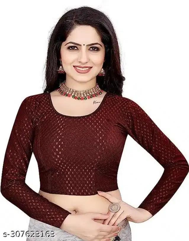 Full Sleeves Blouse for Women (Brown, 30 Alterable)