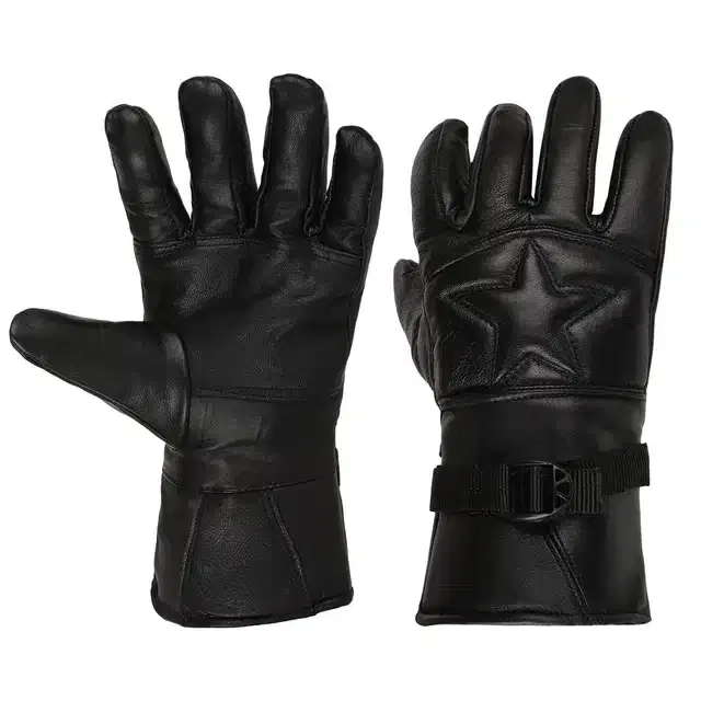 Leather Snow Proof Hand Gloves for Men, Set of 1 (Black)