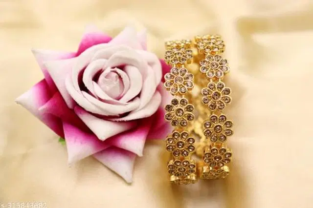 Brass Bangles for Women, Pack of 2 (Multicolor, 2.8)