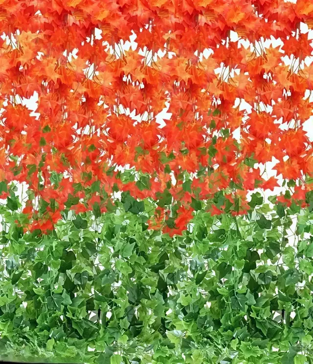 Akaar Decor Artificial Maple Plant Hanging Leaves Creeper Plants for Home Decor pack of 6, 3Green & 3 Orange