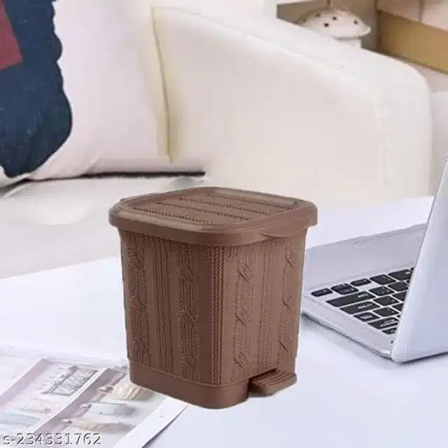 Dustbin with Lid for Home, Brown, 1 L