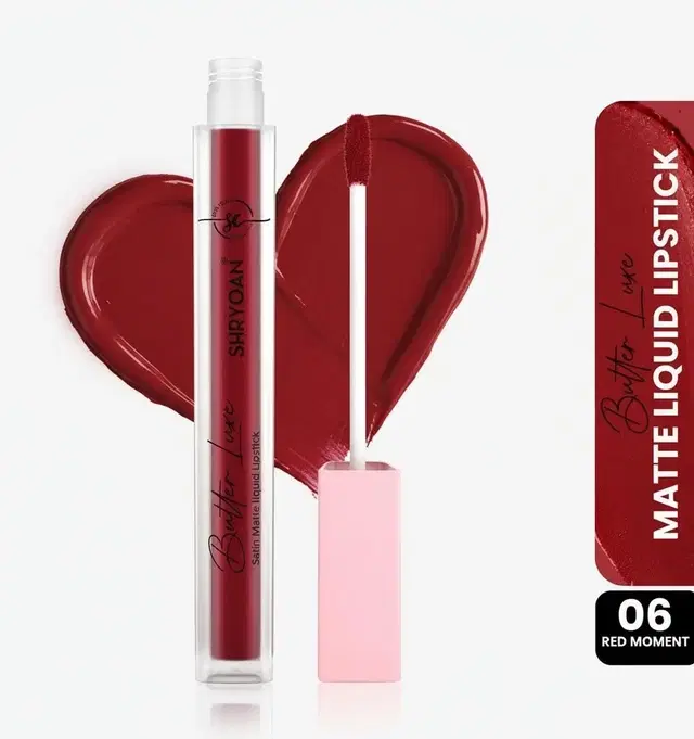 Shryoan Luxe Satin Liquid Lipstick, Red Moment, 6 ml