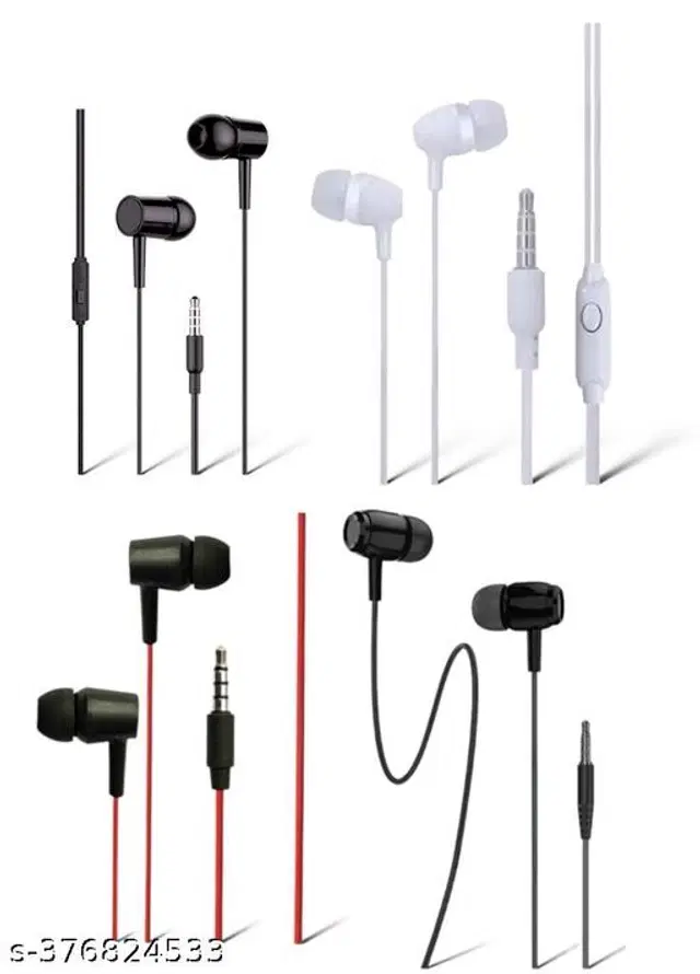Premium 3.5 mm Jack Wired Earphones, Multicolor, Pack of 4