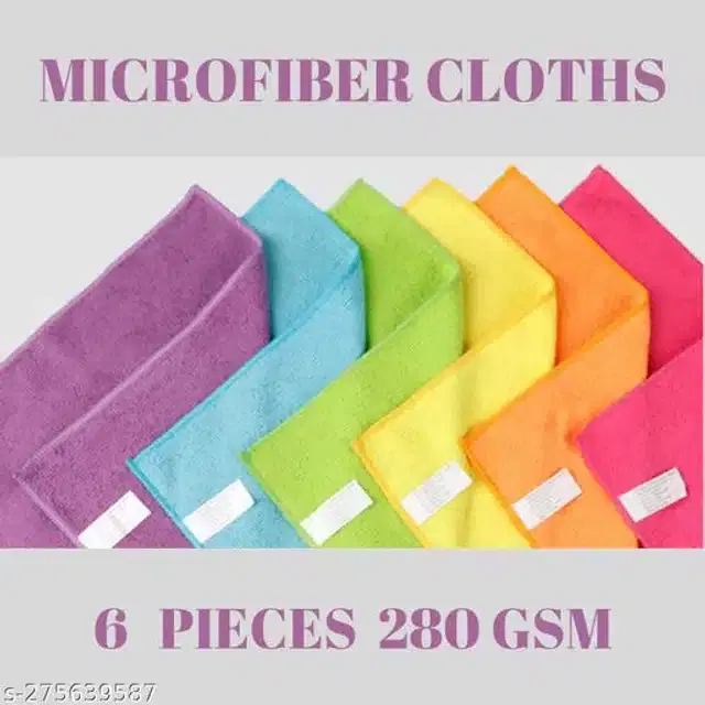 Microfiber Bath Towel, Multicolor, 40x40 cm, Pack of 6