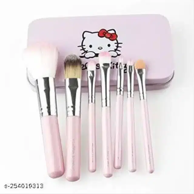 Makeup Brush Set, Pink, Set of 7