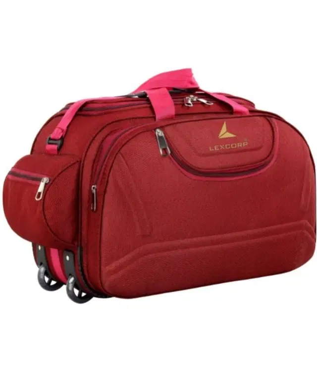 Polyester Solid Duffel Bag, Red, 60 L