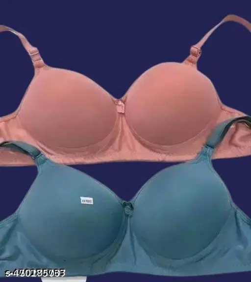 Cotton Solid Bra for Women & Girls, Multicolour, Pack of 2 (40A)