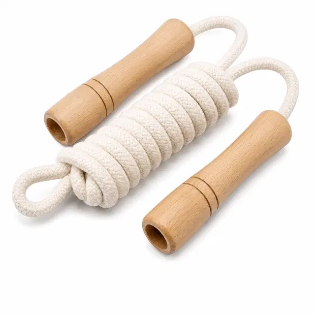 Wooden Handle Adjustable Cotton Skipping Rope