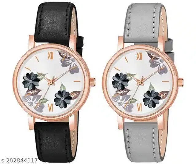 Analog Watch for Women, Pack of 2 (Multicolor)