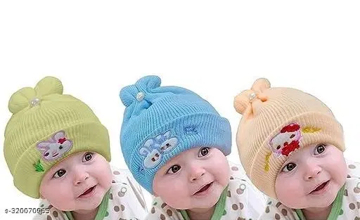 Printed Cap for Kids, Pack of 3 (Multicolor)