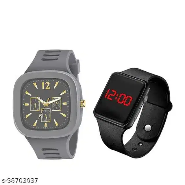 Analog with Digital Watch for Men & Boys, Set of 2 (Multicolor)