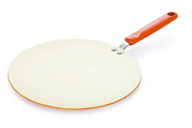 NIRLON Aluminium Roti Tawa, Orange & Cream, 26 cm