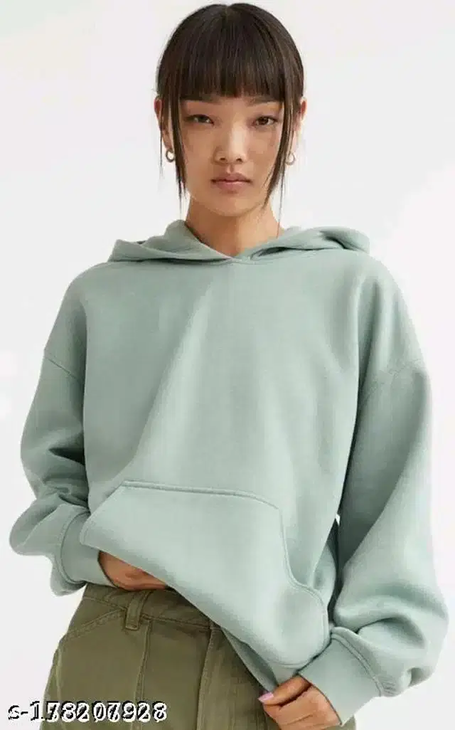 Full Sleeves Hooded Sweatshirt for Women (Mint Green, S)