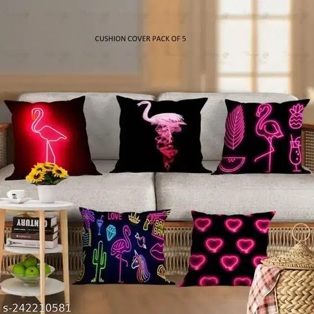 Cushion Cover for Home, Multicolor, 16x16 inches, Pack of 5