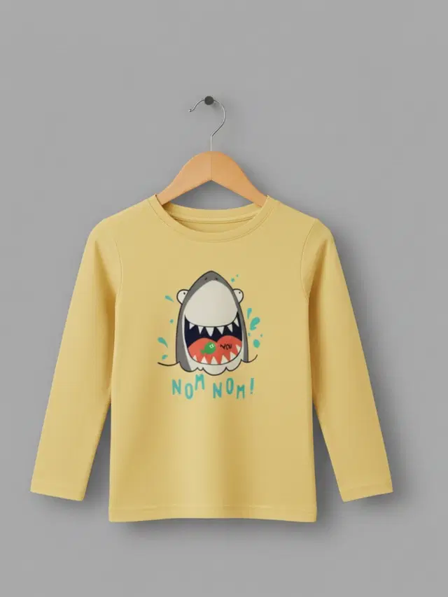 Cotton Printed T-Shirt For Kids, Mustard, 2-3 Years, Pack Of 1