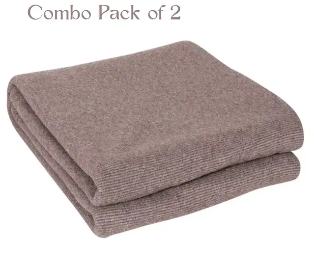 Combo Pack of 2 Arch Melange Fleece Blanket 380gms 120x220cm Brown
