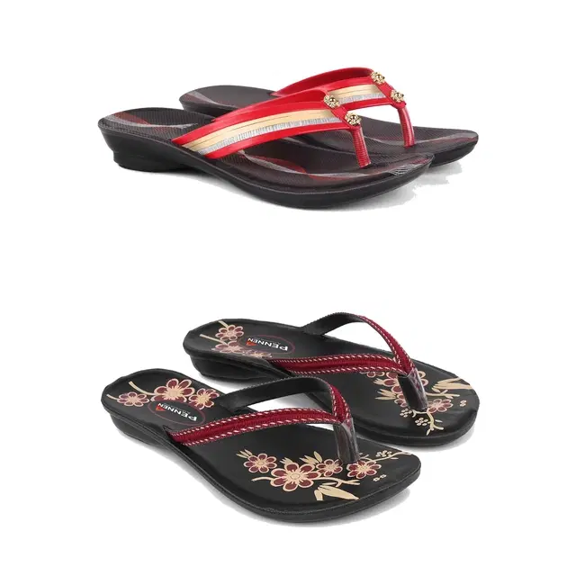 Flats for Women, Set of 2 (Multicolor, 6)