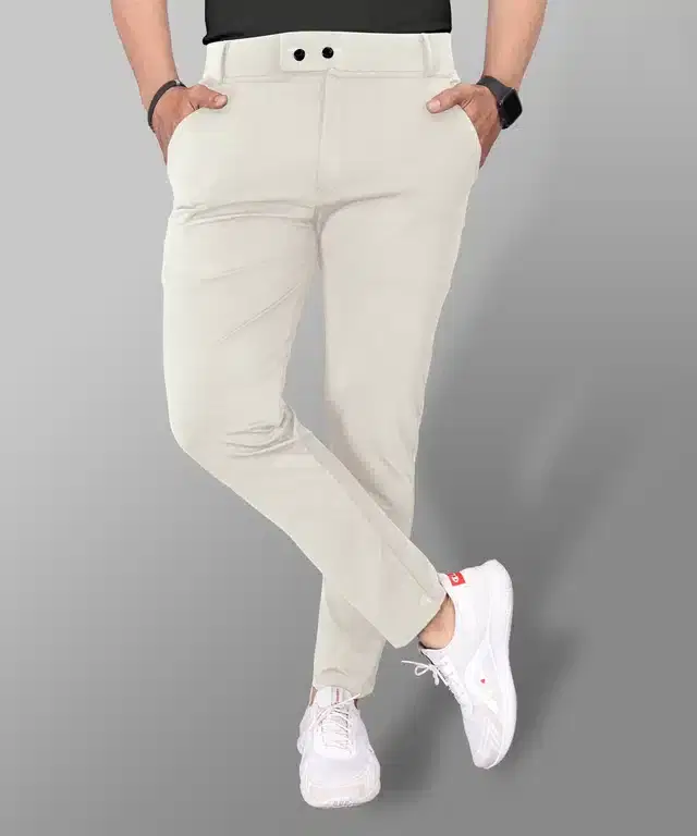 Lycra Blend Trouser for Men (Cream, 28)