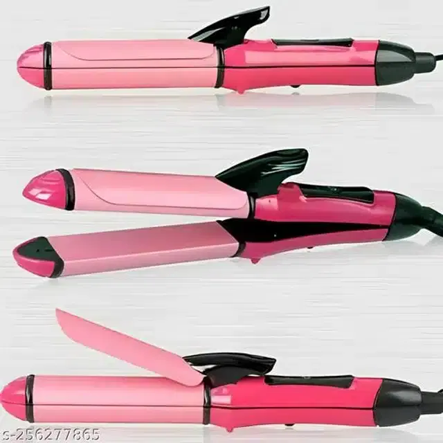 2 in 1 Hair Straightener & Roller, Pink, 50 W