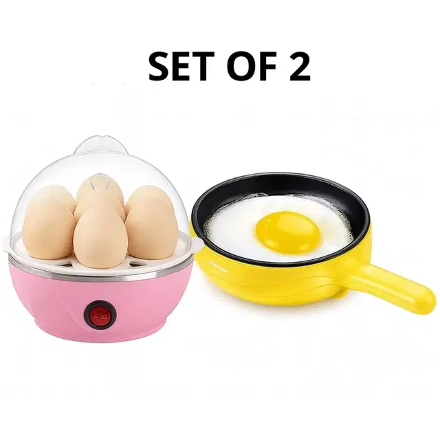 2 Pc Combo Set of Electric Egg Streamer & 2 in 1 Electric Egg Boiler