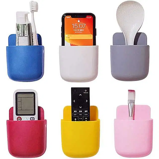 Leppy Products Plastic Phone Mobile Organizer Stand For Walls, Multicolour, Set Of 6, A-3