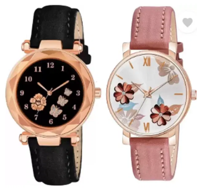 Analog Watch for Women & Girls, Pack of 2 (Multicolor)