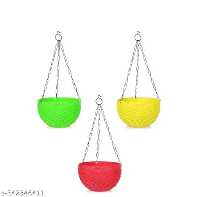 Plastic Hanging Planter, Multicolor, Pack of 3