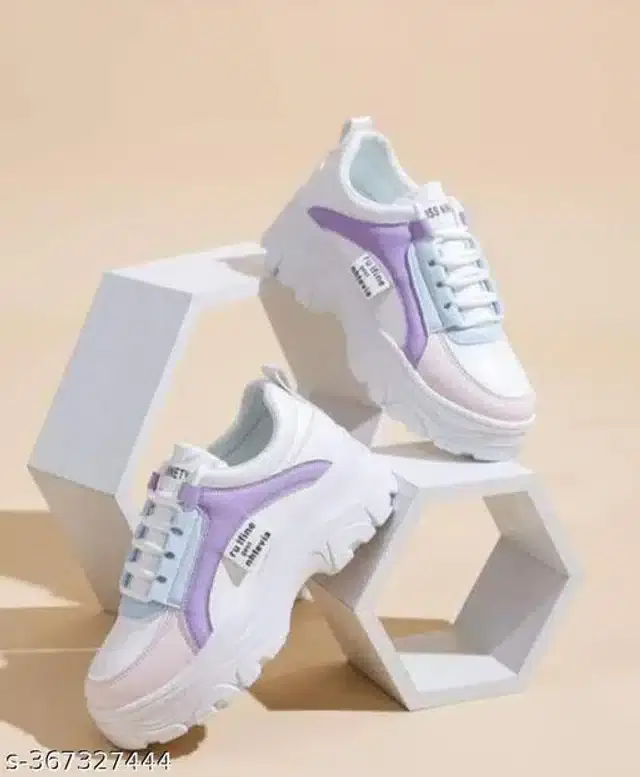 Casual Shoes for Women (White & Purple, 3)