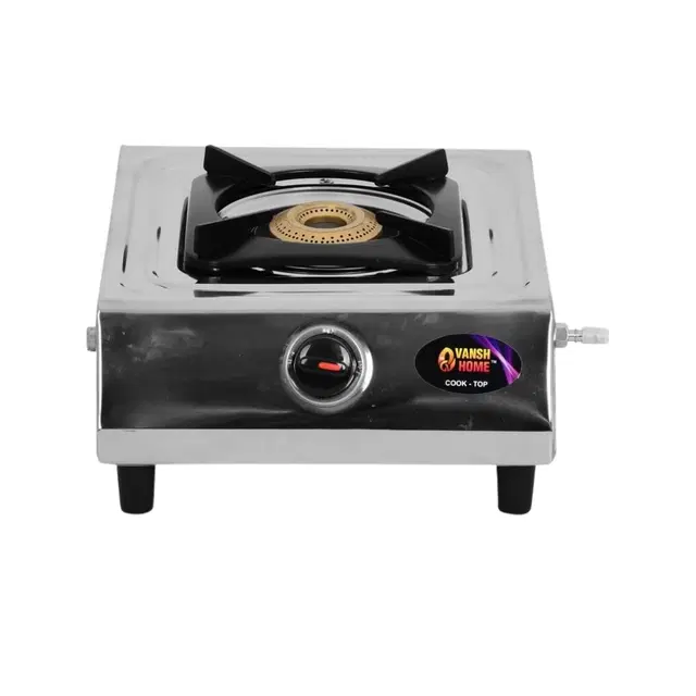Stainless Steel 1 Burner Gas Stove, Silver & Black