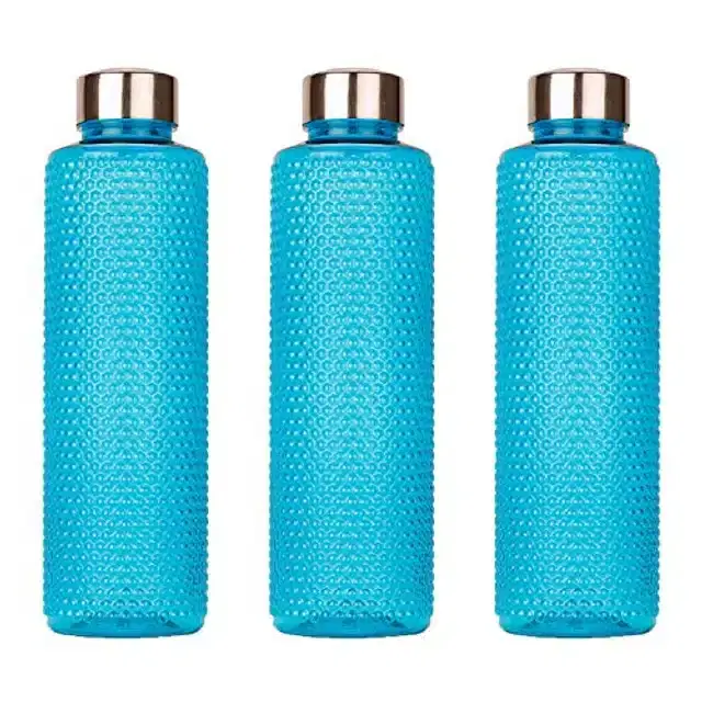 Airtight Plastic Water Bottle with Lid, Sky Blue, 1000 ml, Pack of 3