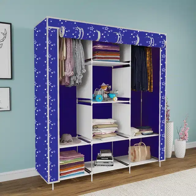 Carbon Steel 3 Door 8 Shelf Printed, Blue
