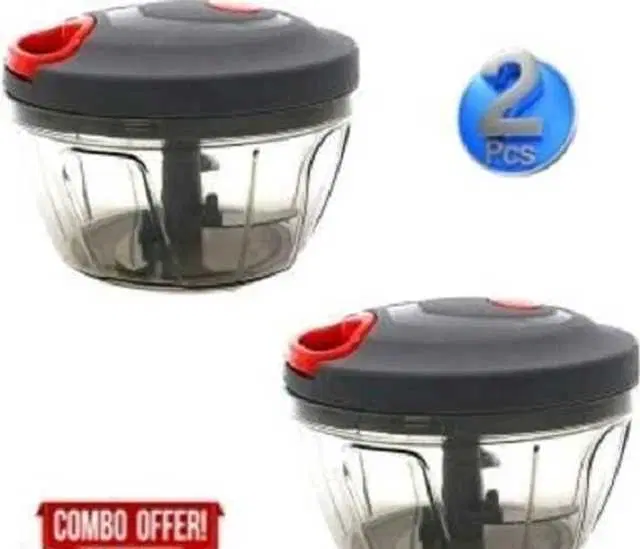 Plastic Manual Vegetable Chopper And Quick Cutter Machine For Kitchen, 450+450ml, Pack Of 2, Ms-180