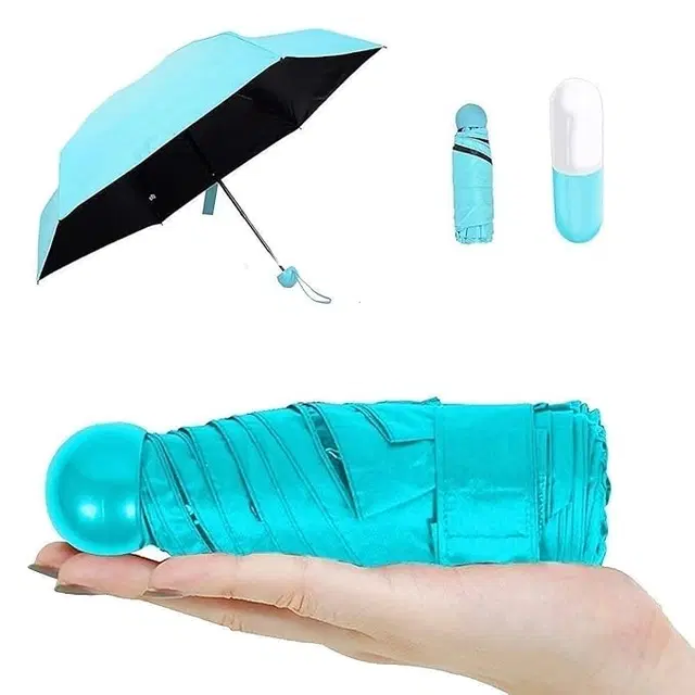 Foldable Mini Umbrella with Capsule Shaped Case, Assorted, Pack of 1