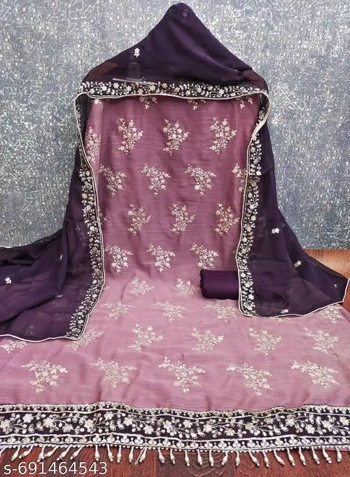 Embroidered Anarkali Suit for Women (Pink, Un Stitched)