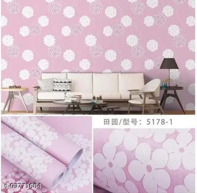 Vinyl Wallpaper for Home, Pink, 45x250 cm