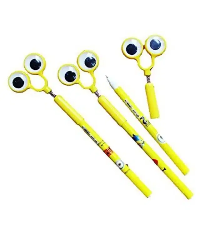 Kids Cartoon Minion Character Ball Pens, Yellow, Pack of 6