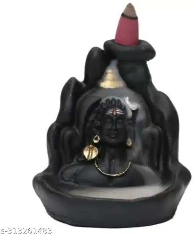 Resin Mahadev Idol cum Incense Holder, Black