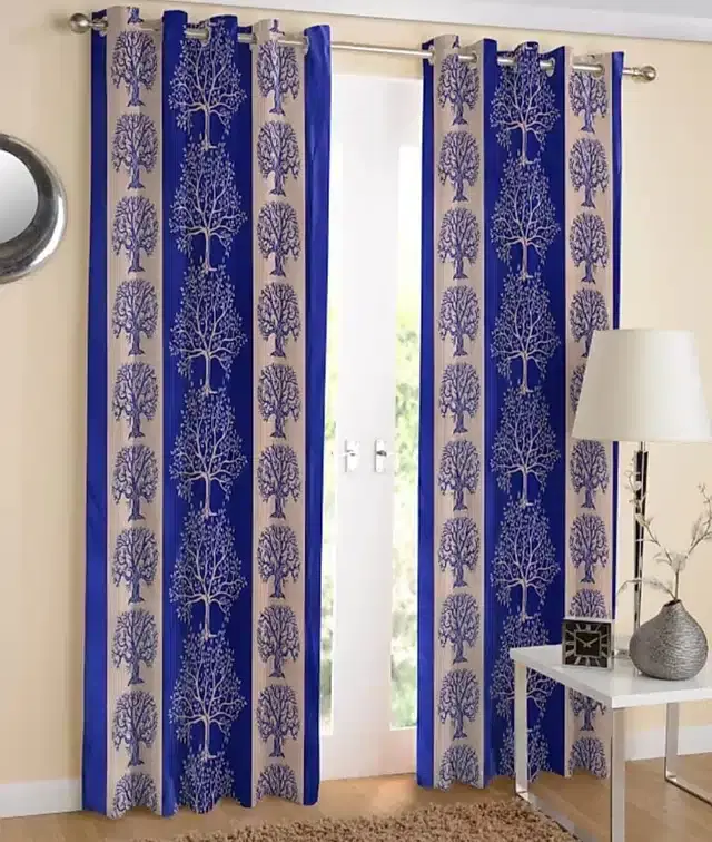 Window Curtains, Pack of 2, Blue, 5 feet