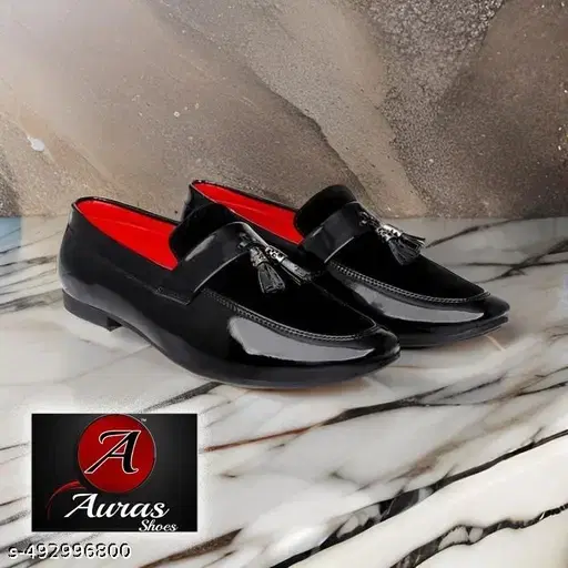 Loafers for Men (Black & Red, 6)