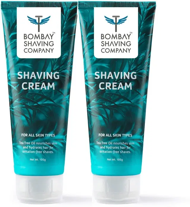 Bombay Shaving Company Shaving Cream With Tea Tree Oil , Aloe Vera And Menthol Extracts- 2 X 100 g (Value Pack Of 2) 200 g
