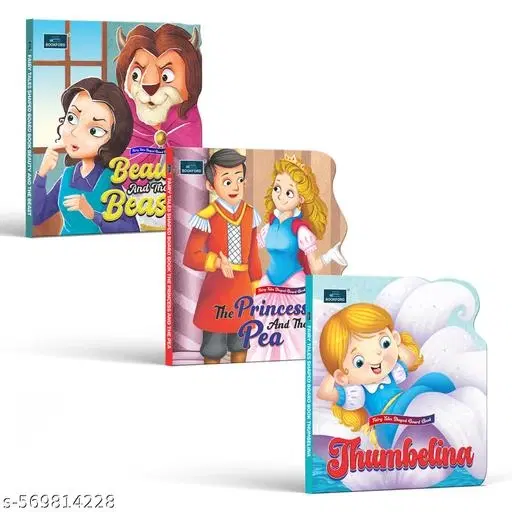 BOOKFORD Fairy Tale Shaped Board Book | Beauty and the Beast,  The Princess and the Pea, and Thumbelina  | for kids | fairy tales | story books | (Set of 3)